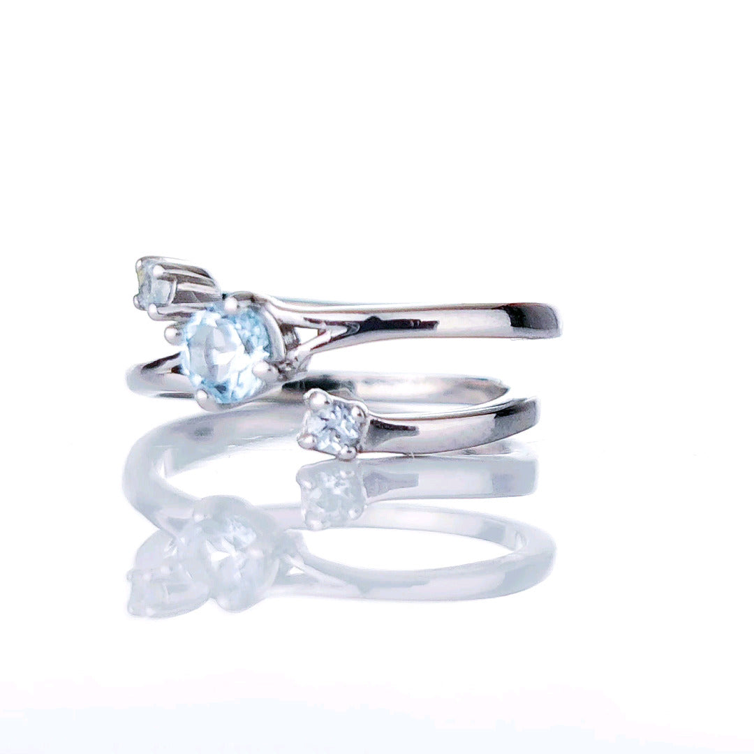 Sterling Silver Topaz Ring Size J-S Adjustable Blue December Birthday