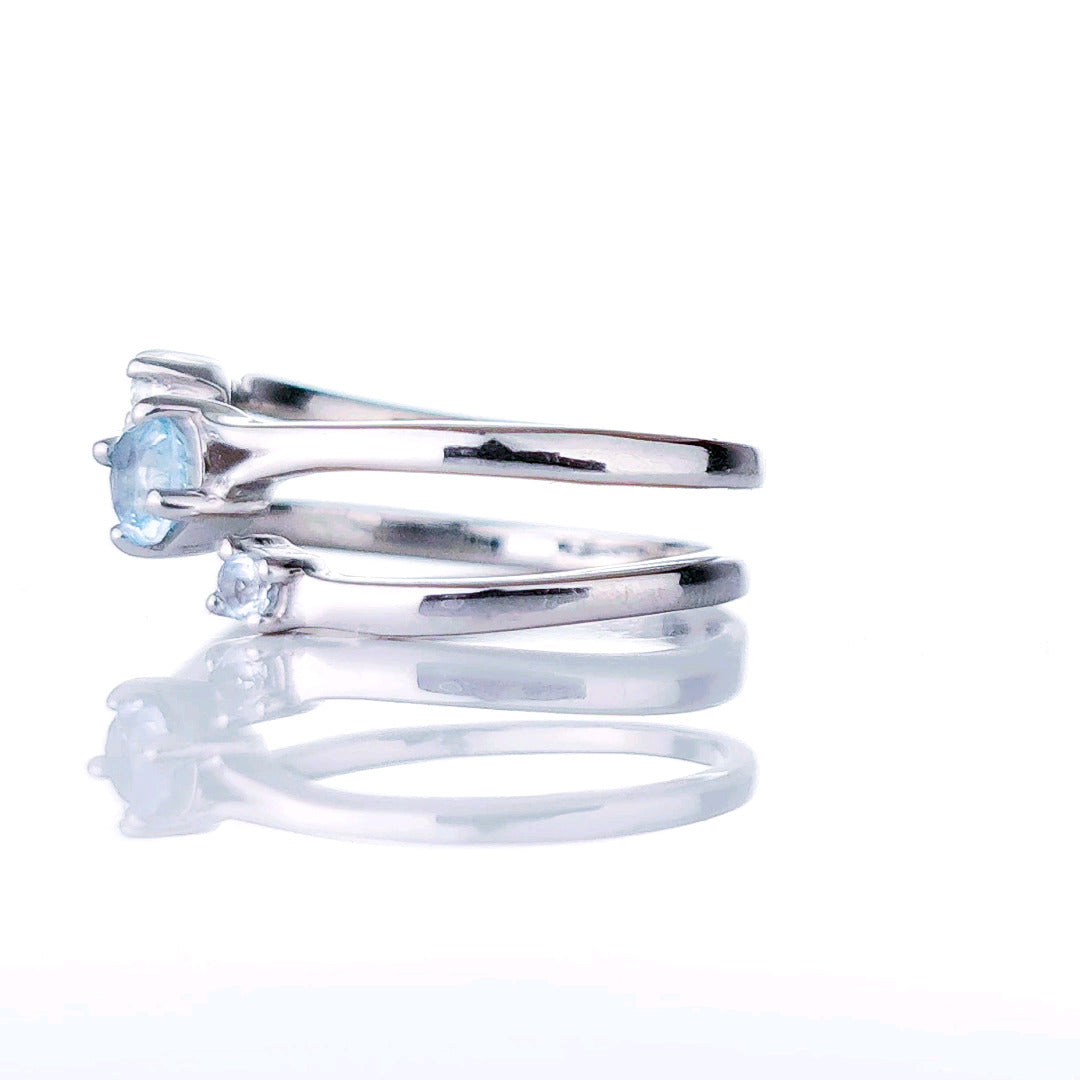 Sterling Silver Topaz Ring Size J-S Adjustable Blue December Birthday