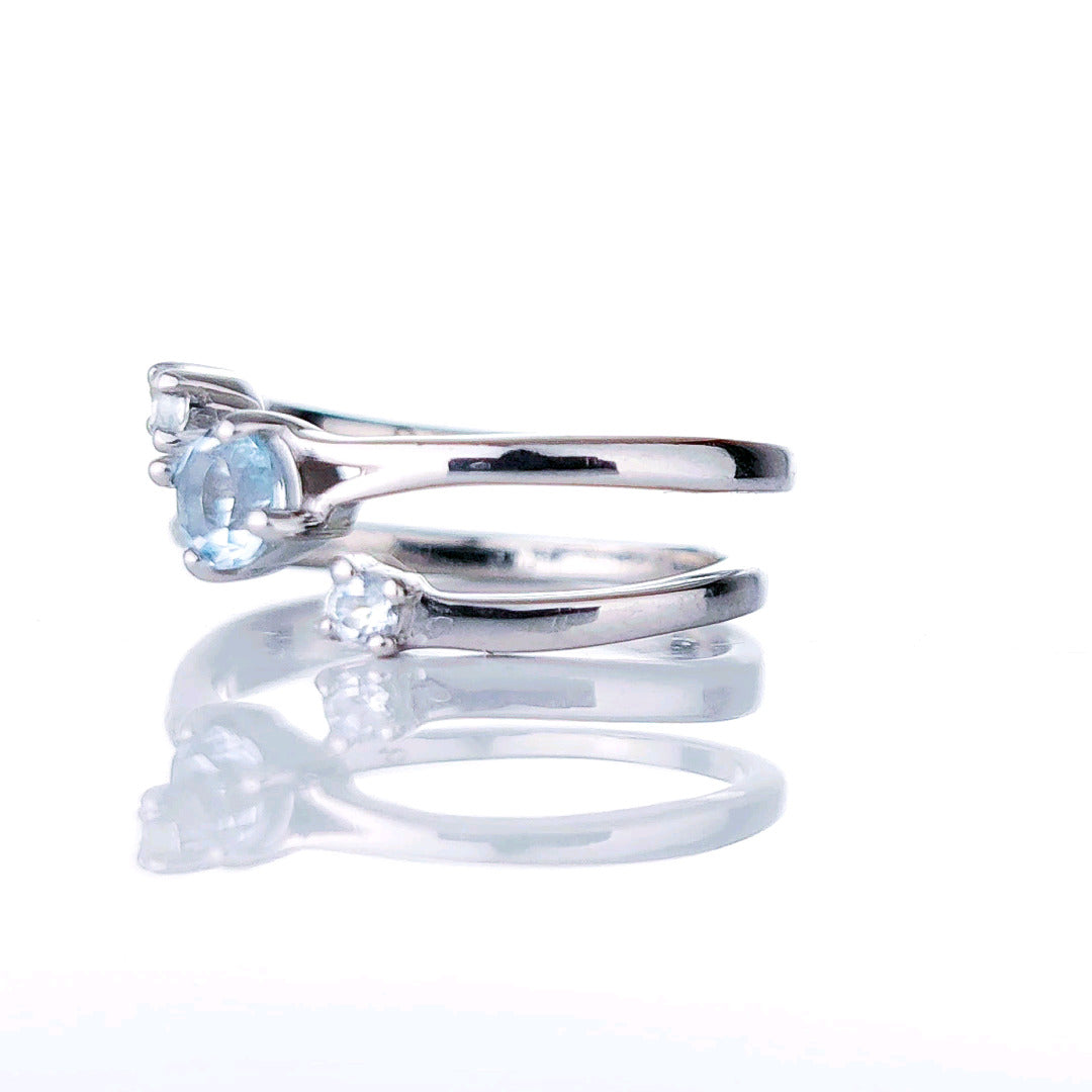 Sterling Silver Topaz Ring Size J-S Adjustable Blue December Birthday