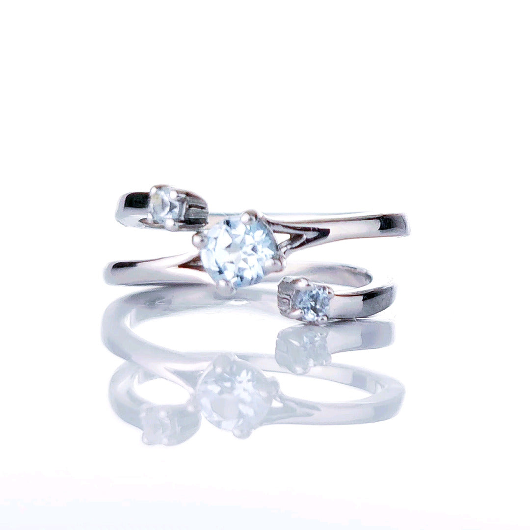 Sterling Silver Topaz Ring Size J-S Adjustable Blue December Birthday
