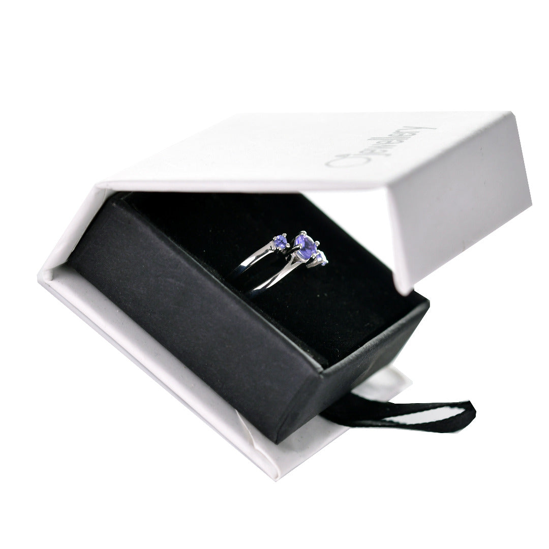 Tanzanite Trilogy Ring in Sterling Silver