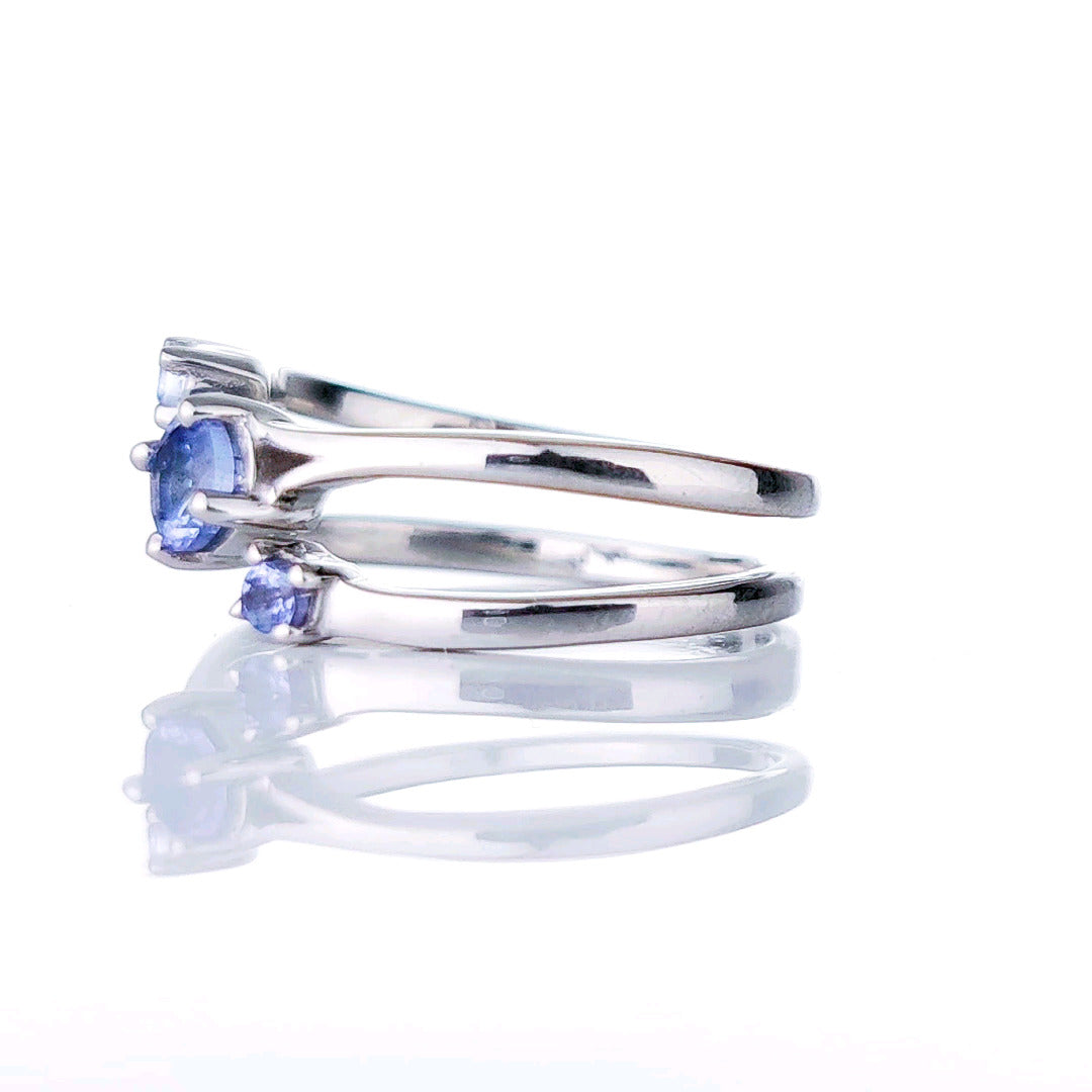 Sterling Silver Tanzanite Ring Size I-S Adjustable Blue December Birthday