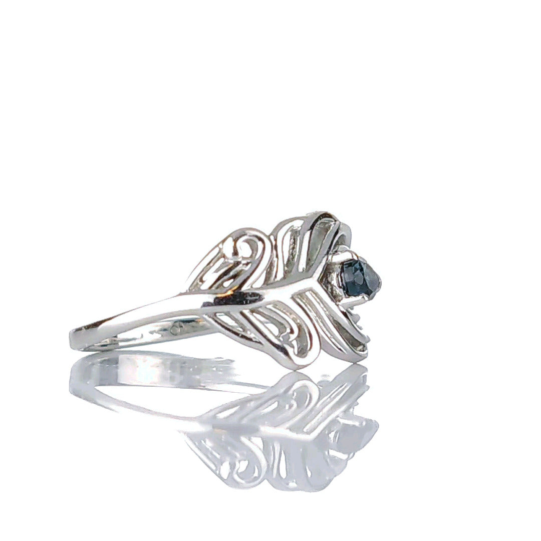 London Blue Topaz Peacock Feather Ring in Sterling Silver