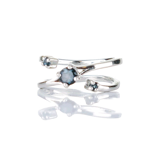 Sterling Silver Adjustable Ring Size J-S Trilogy London Blue Topaz Boxed Gift
