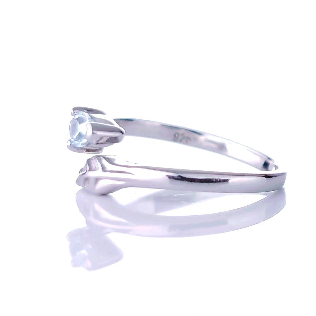 Blue Topaz Leaf Ring in Sterling Silver