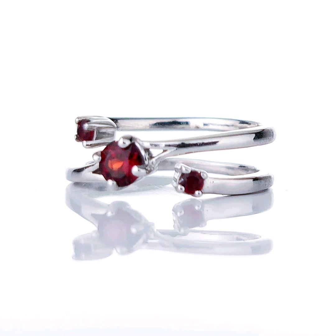 Sterling Silver Garnet Ring Size I-S Adjustable