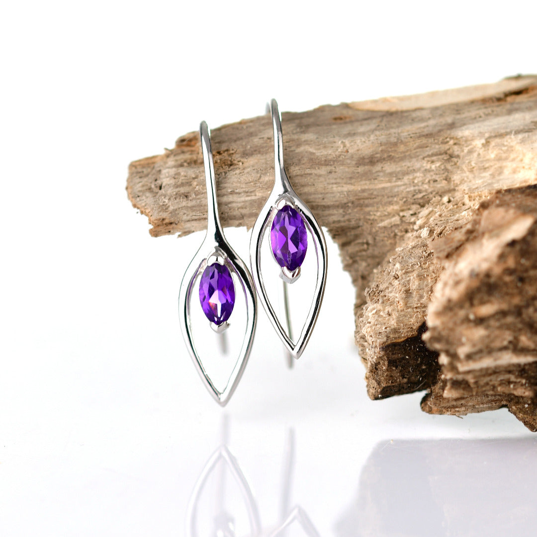 Amethyst Dangle Earrings 0.45ct Sterling Silver