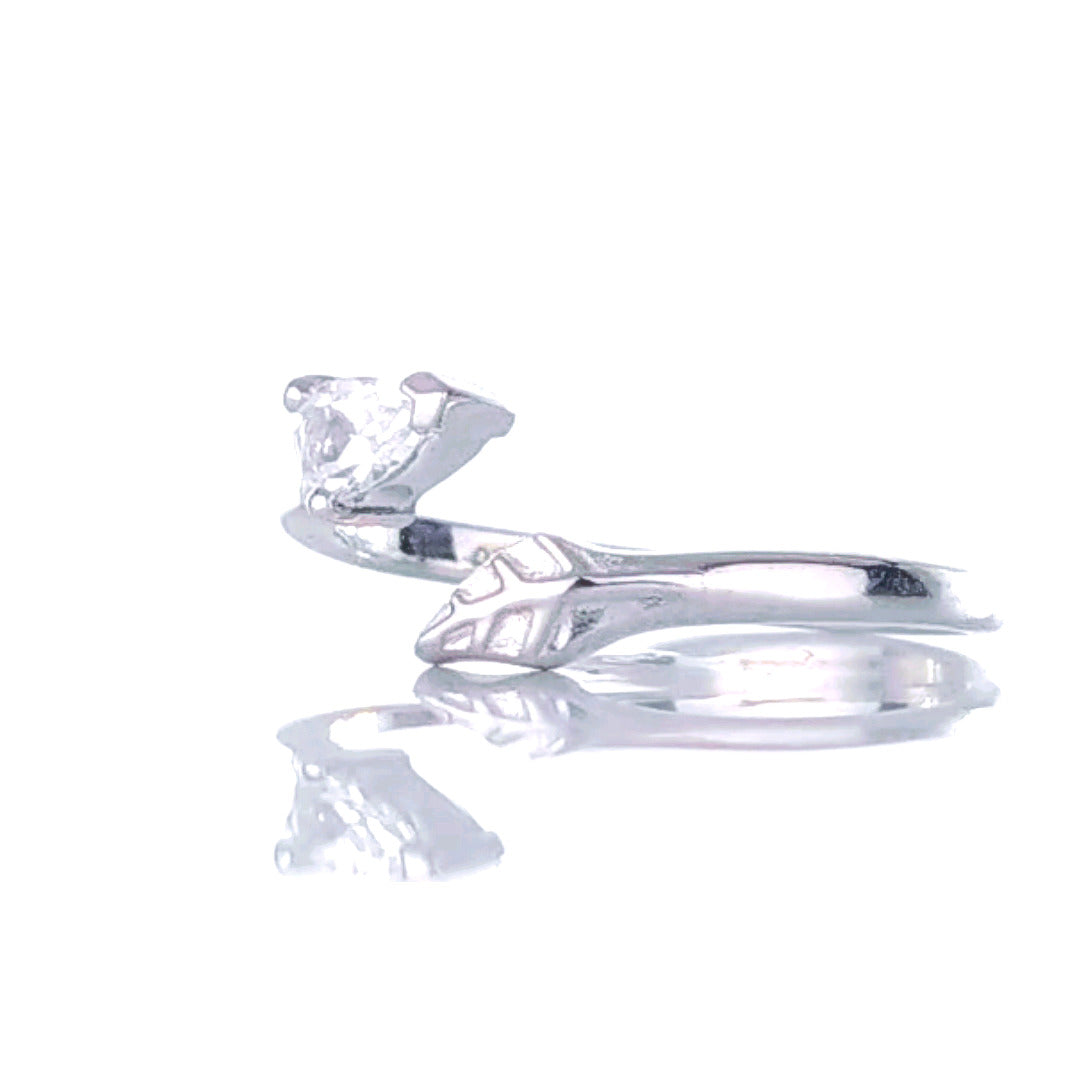 Sterling Silver Ring Size Adjustable I-T White Topaz Leaves