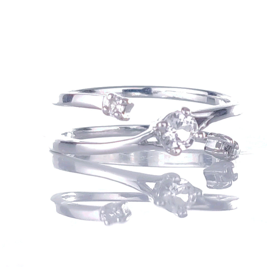 White Topaz Trilogy Ring in Sterling Silver