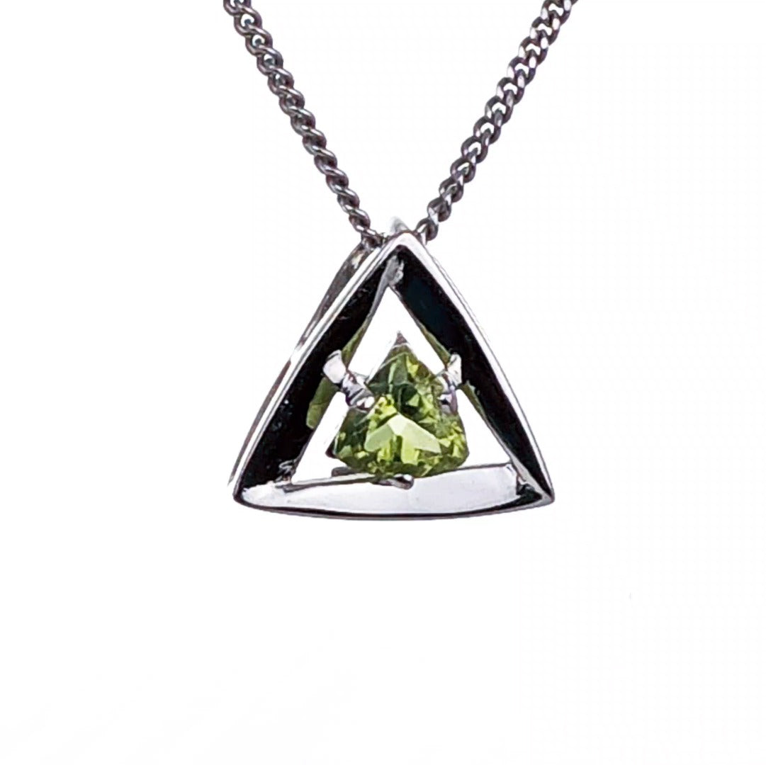 Peridot Pendant Sterling Silver Green Trillion