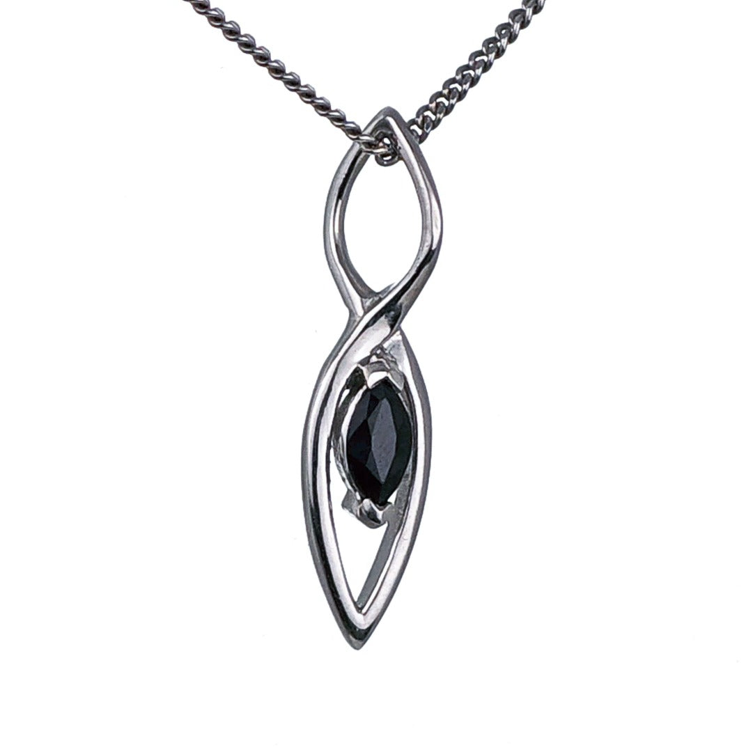 Australian Inky Blue Natural Sapphire Pendant made of Sterling Silver