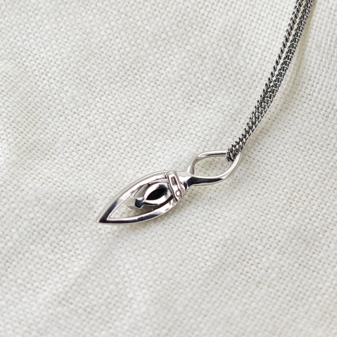 Australian Inky Blue Natural Sapphire Pendant made of Sterling Silver Back