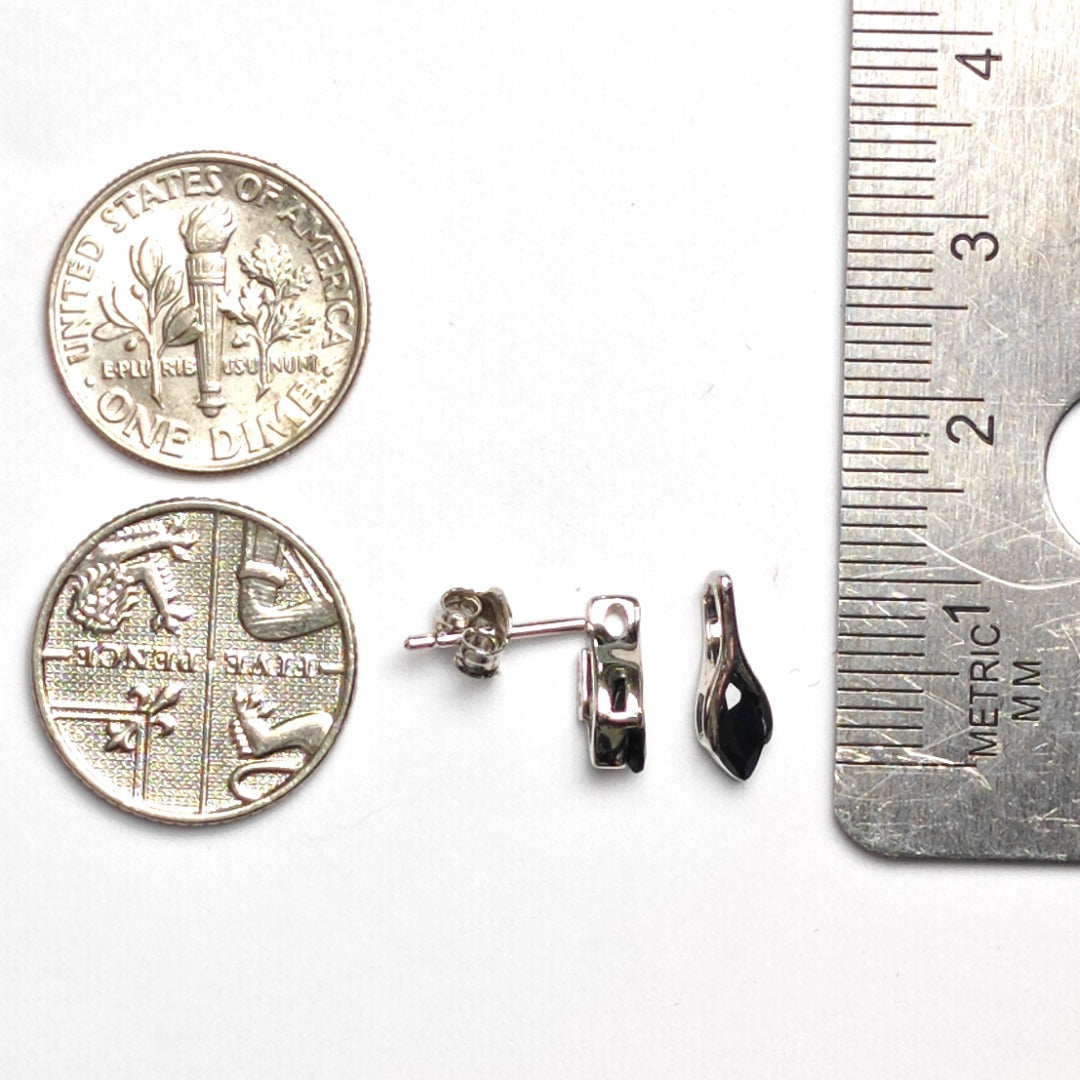 Sapphire Set Earrings Pendant Sterling Silver SMALL Solitaire Minimalist Marquise