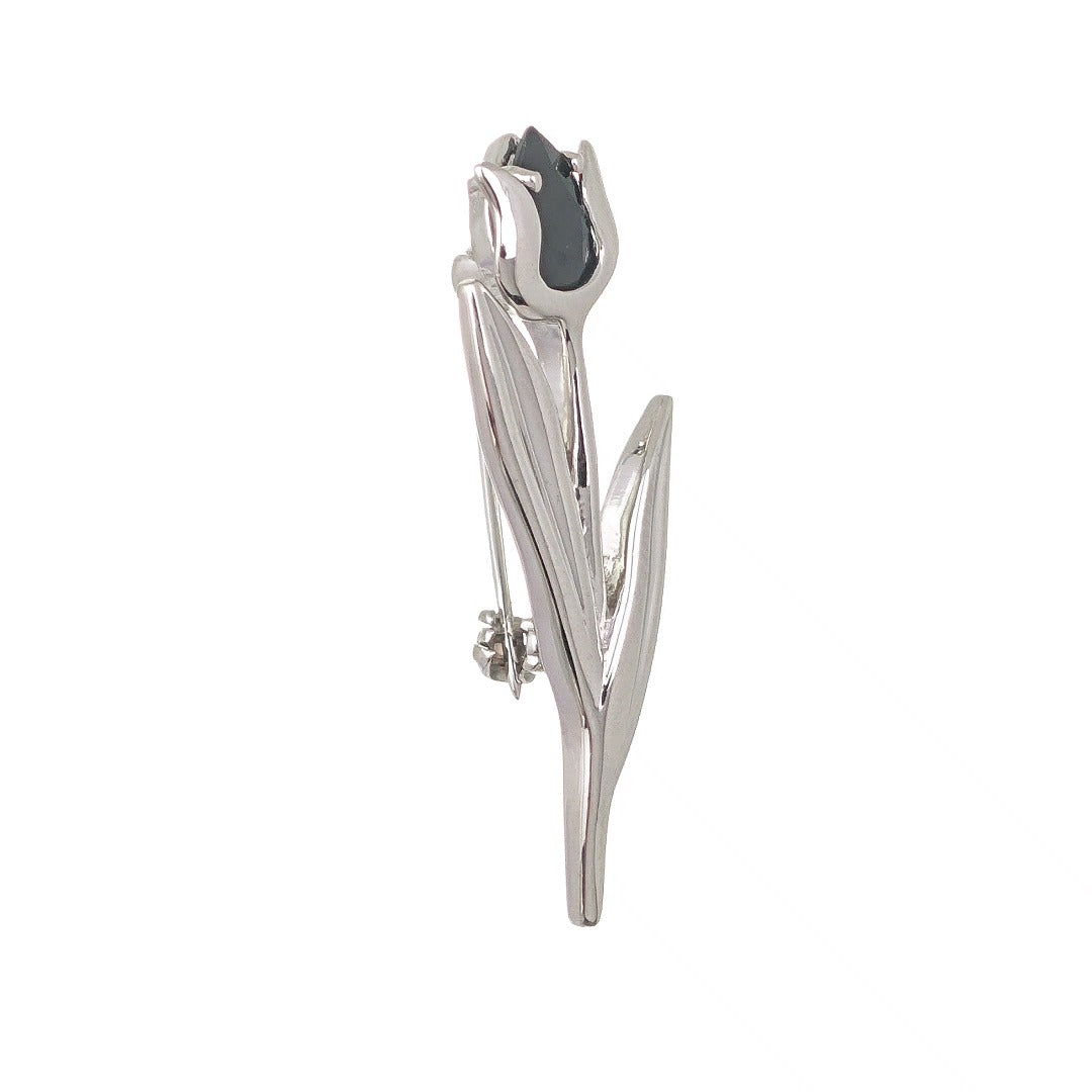 Sapphire Flower Brooch Sterling Silver Tulip Boxed Gift