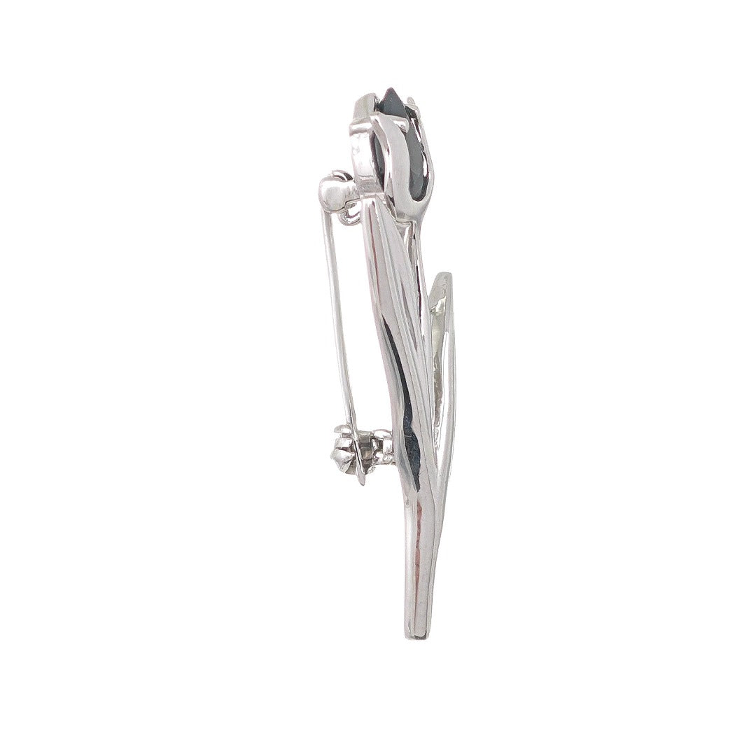 Sapphire Flower Brooch Sterling Silver Tulip Boxed Gift