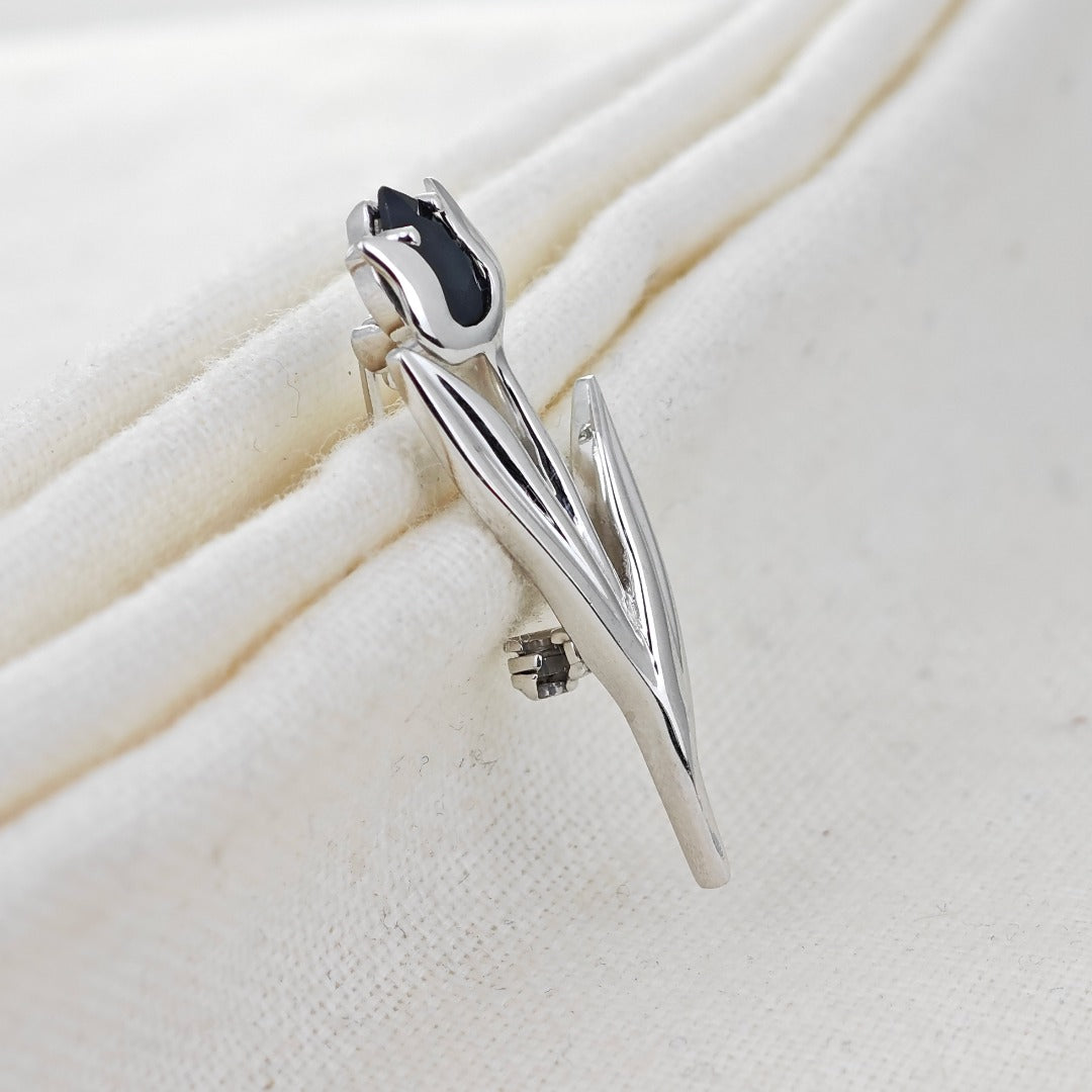 Sapphire Flower Brooch Sterling Silver Tulip Boxed Gift