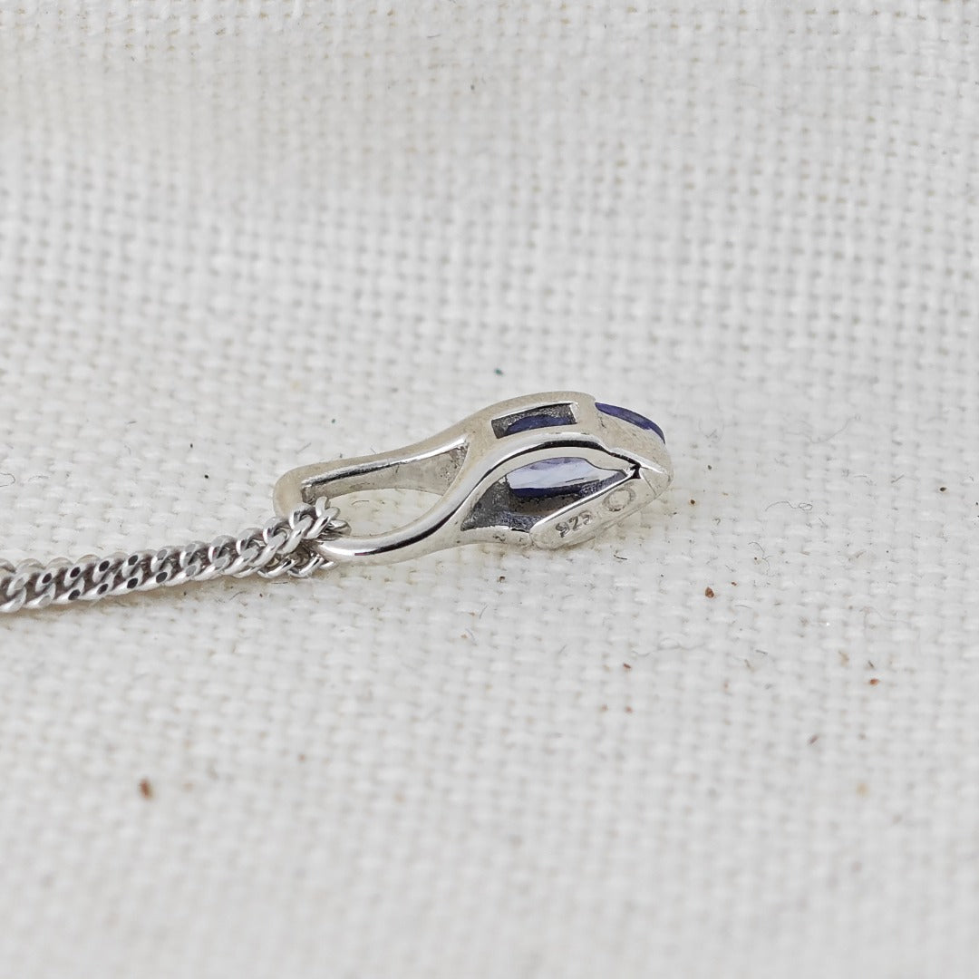 Elegant Minimalist Solitaire Marquise Cut Tanzanite Pendant