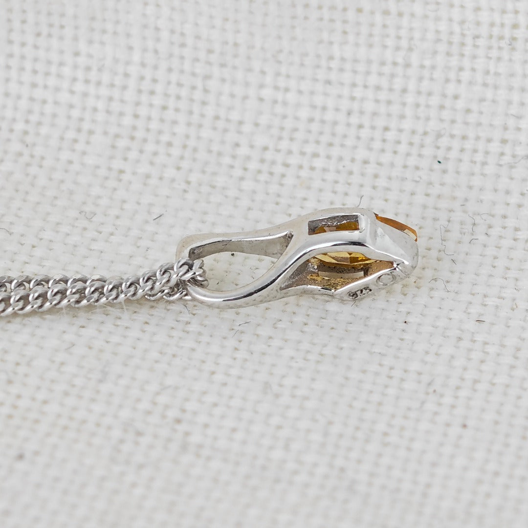 Citrine Pendant Sterling Silver Minimalist Marquise