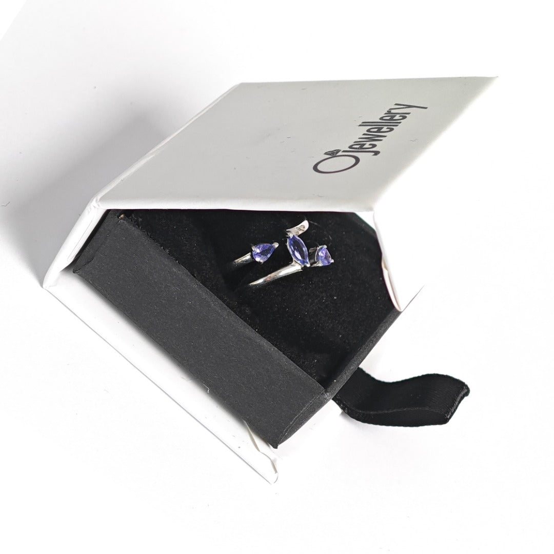 Tanzanite Marquise Trilogy Ring in Sterling Silver
