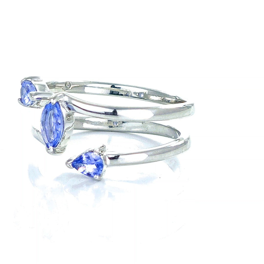 Tanzanite Marquise Trilogy Ring in Sterling Silver