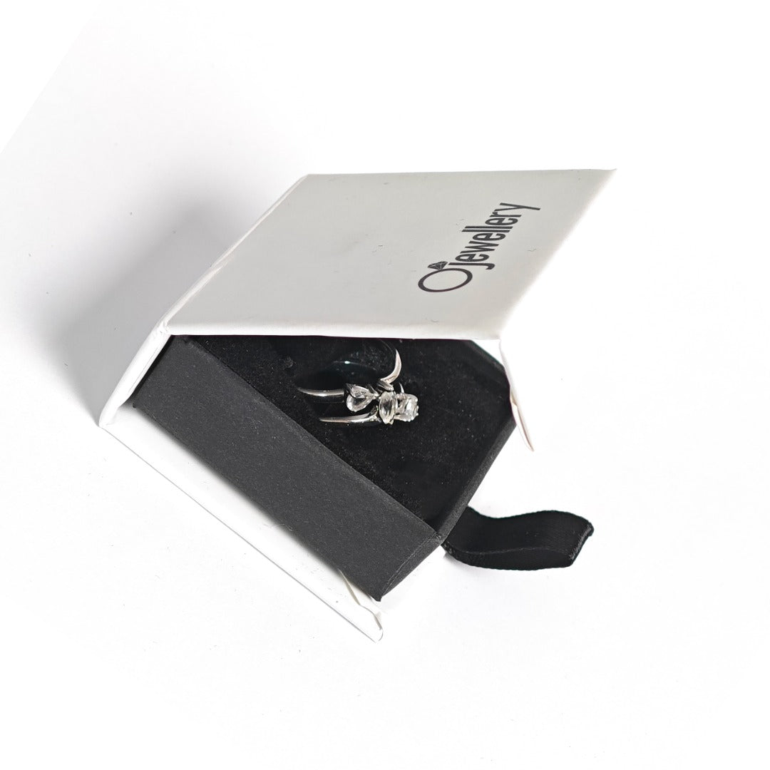 White Topaz Marquise Trilogy Ring in Sterling Silver