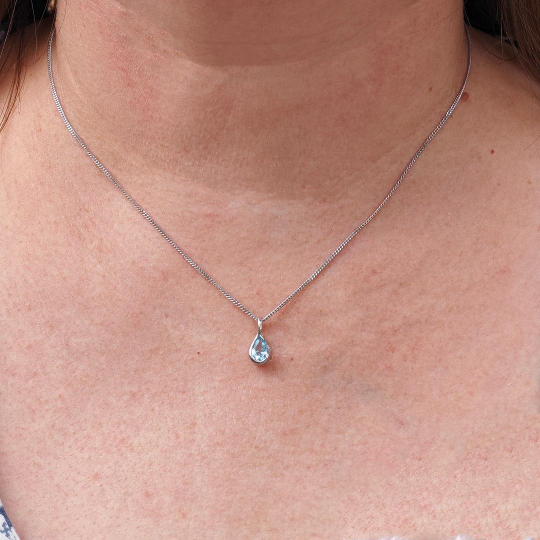 Blue Topaz Set Sterling Silver Pendant Stud Earrings Infinity Loop