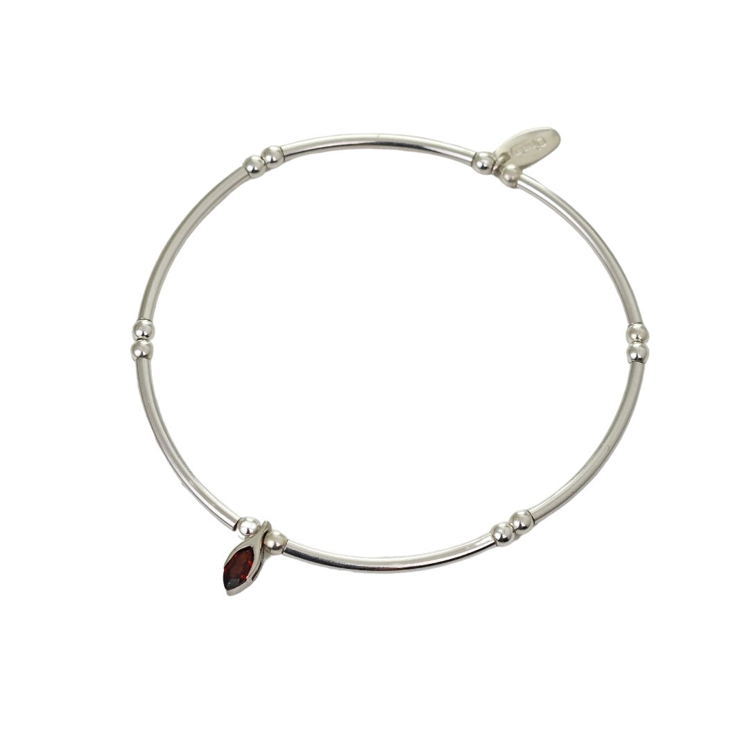 Garnet Silver Stacking Bracelet