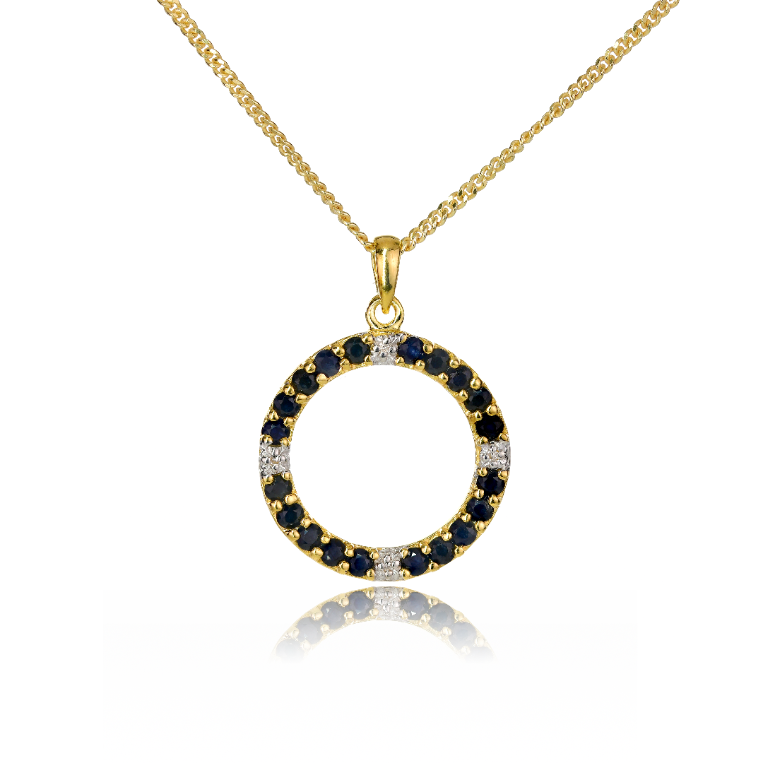 silver diamond necklace gold plate sapphire blue 1ct 18'' chain ojewellery pdsiclyg designed in the UK