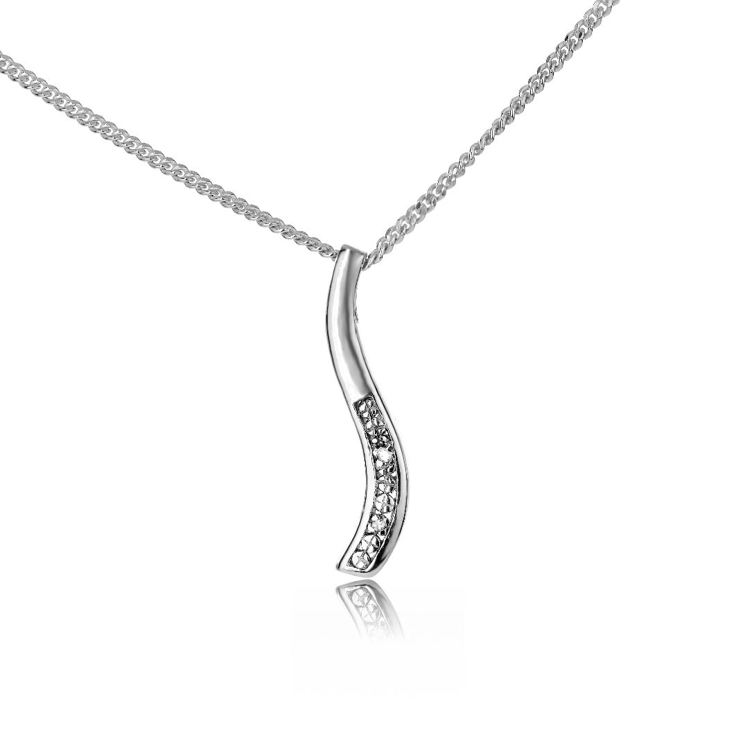 silver diamond necklace wave designed in the UK