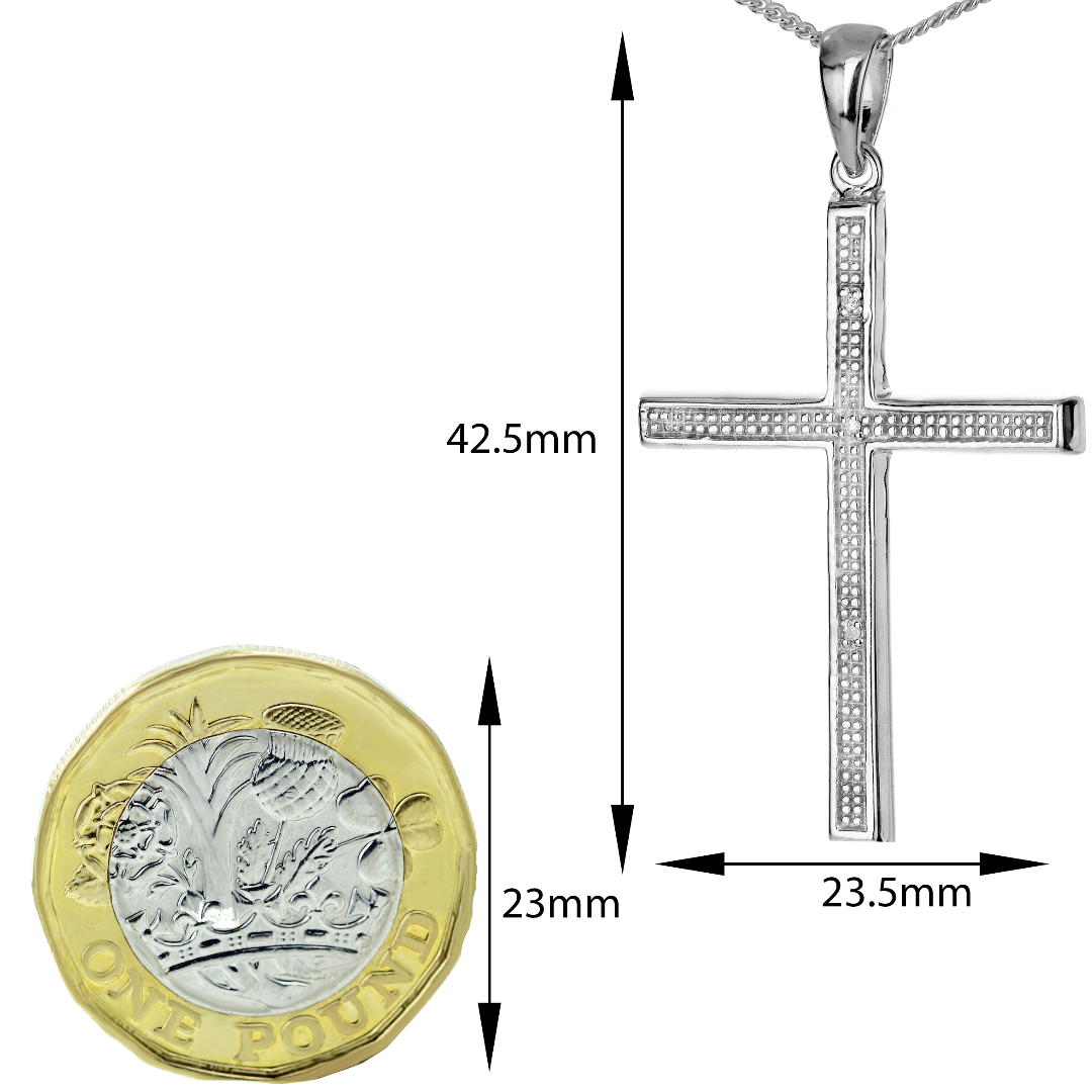 Diamond Cross Necklace Dangle Earring Set April Birthstone