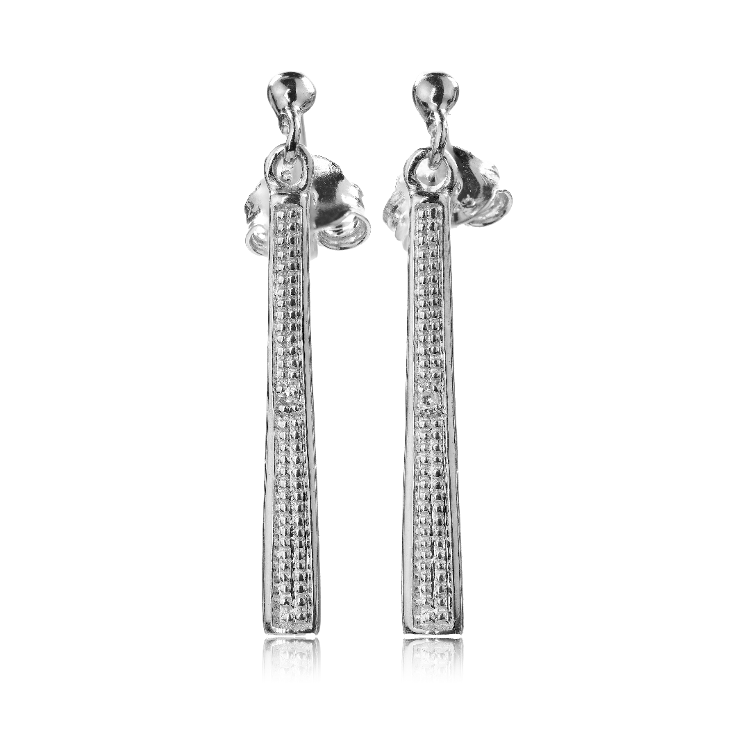 silver diamond earrings stud drop womens ojewellery designed in the UK