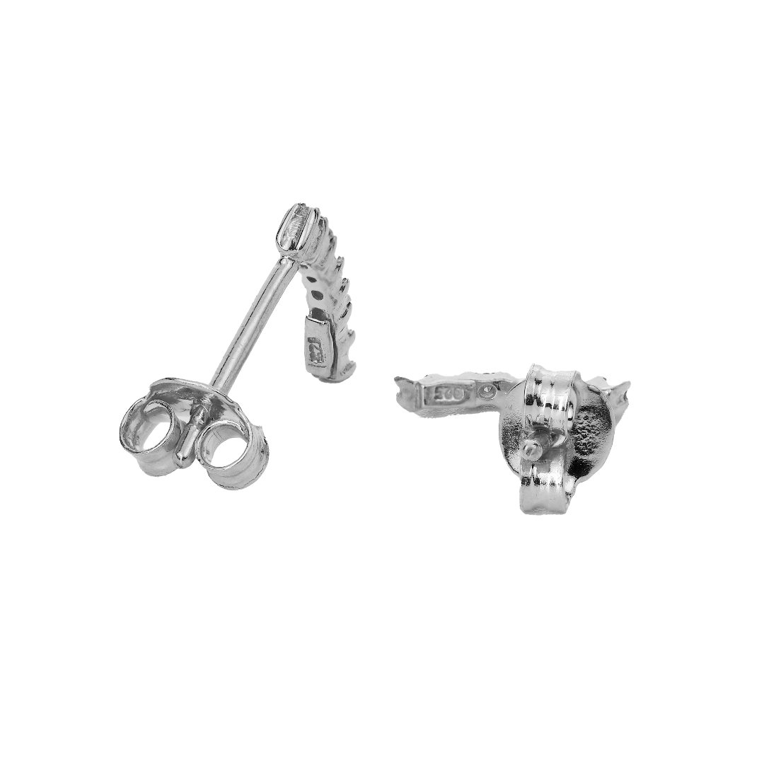 Silver Diamond Earrings Half Hoop Womens