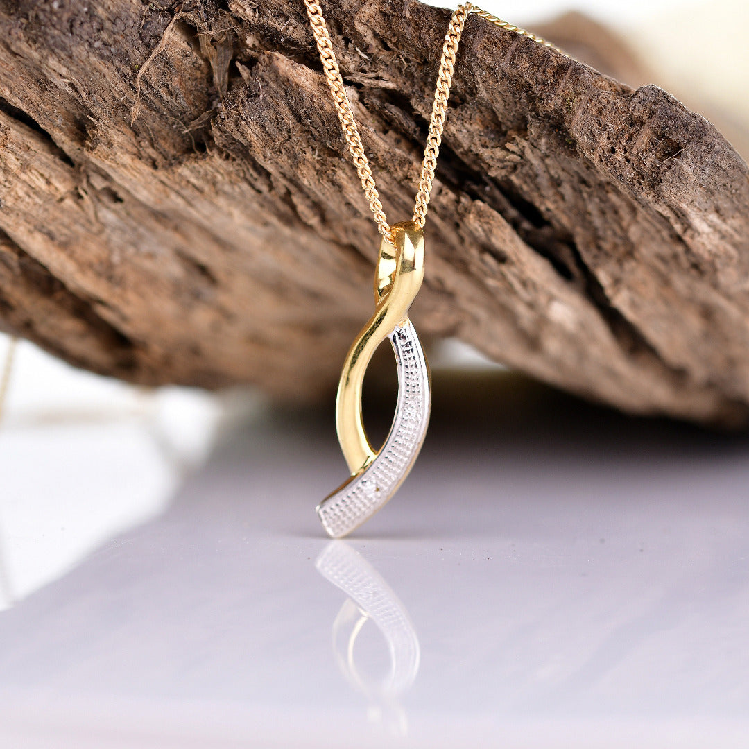 ojewellery silver diamond necklace gold plate eternal loop open womens designed in the UK