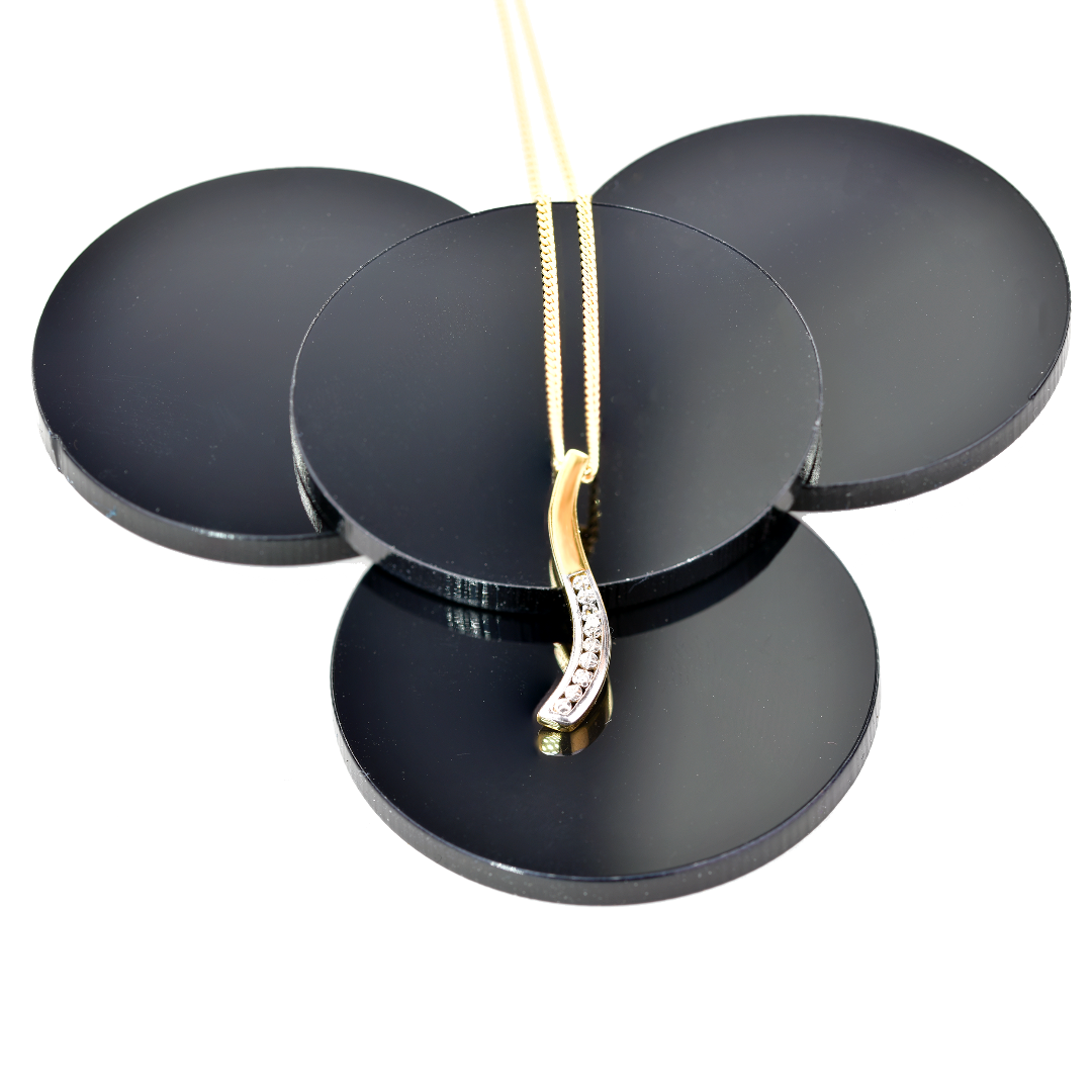 Silver Diamond Necklace Gold Plate Wave