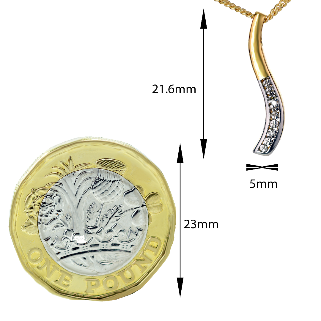 Silver Diamond Necklace Gold Plate Wave