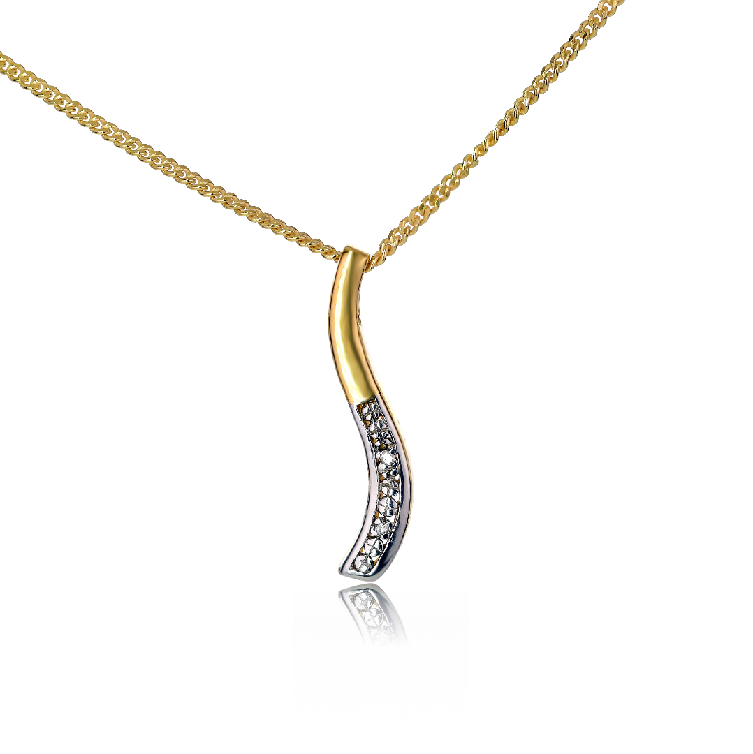 Silver Diamond Necklace Gold Plate Wave