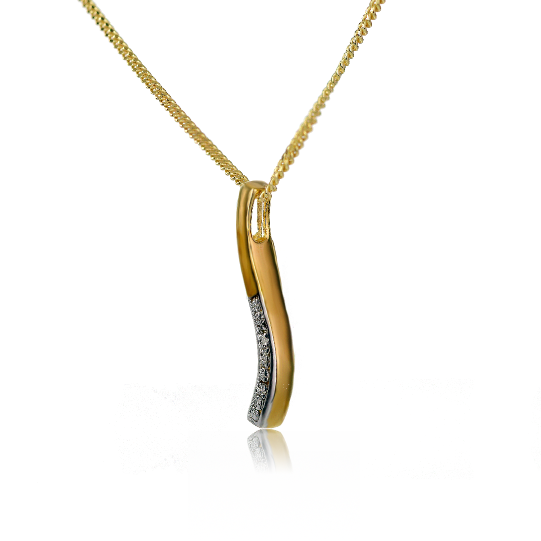 Silver Diamond Necklace Gold Plate Wave