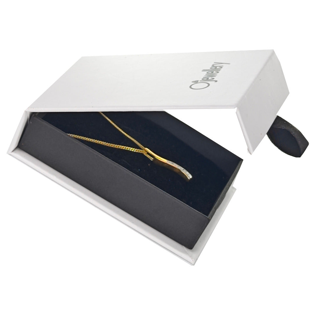 Silver Diamond Necklace Gold Plate Wave