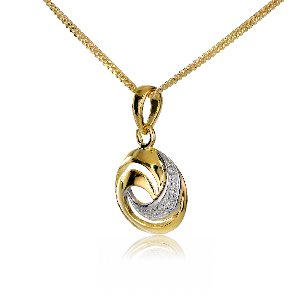 Swirl Diamond Necklace Gold Plated Sterling Silver