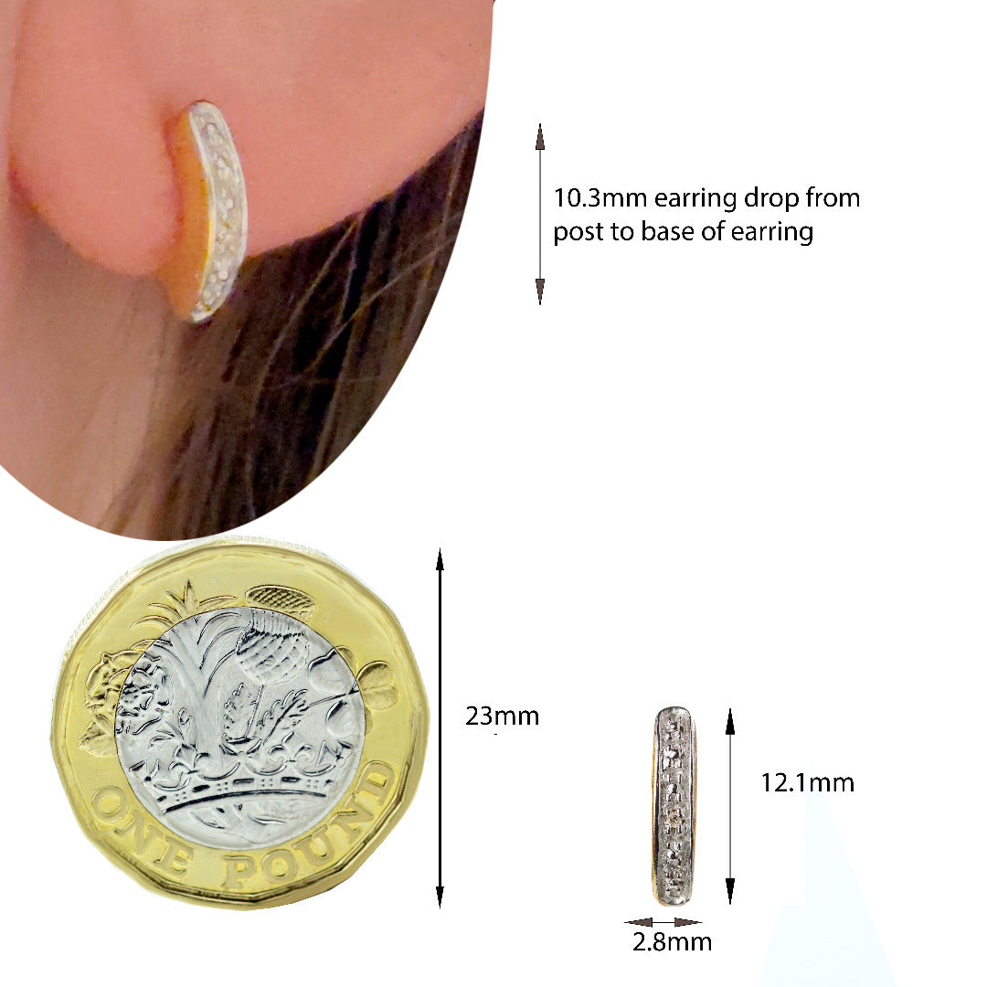 Diamond Stud Earrings Gold Plated Sterling Silver Curved Bar
