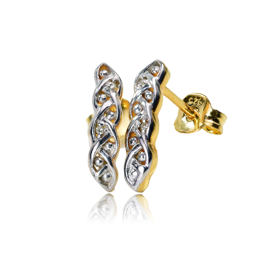 silver diamond earrings gold plate hoop quarter eternal loops womens designed in the UK