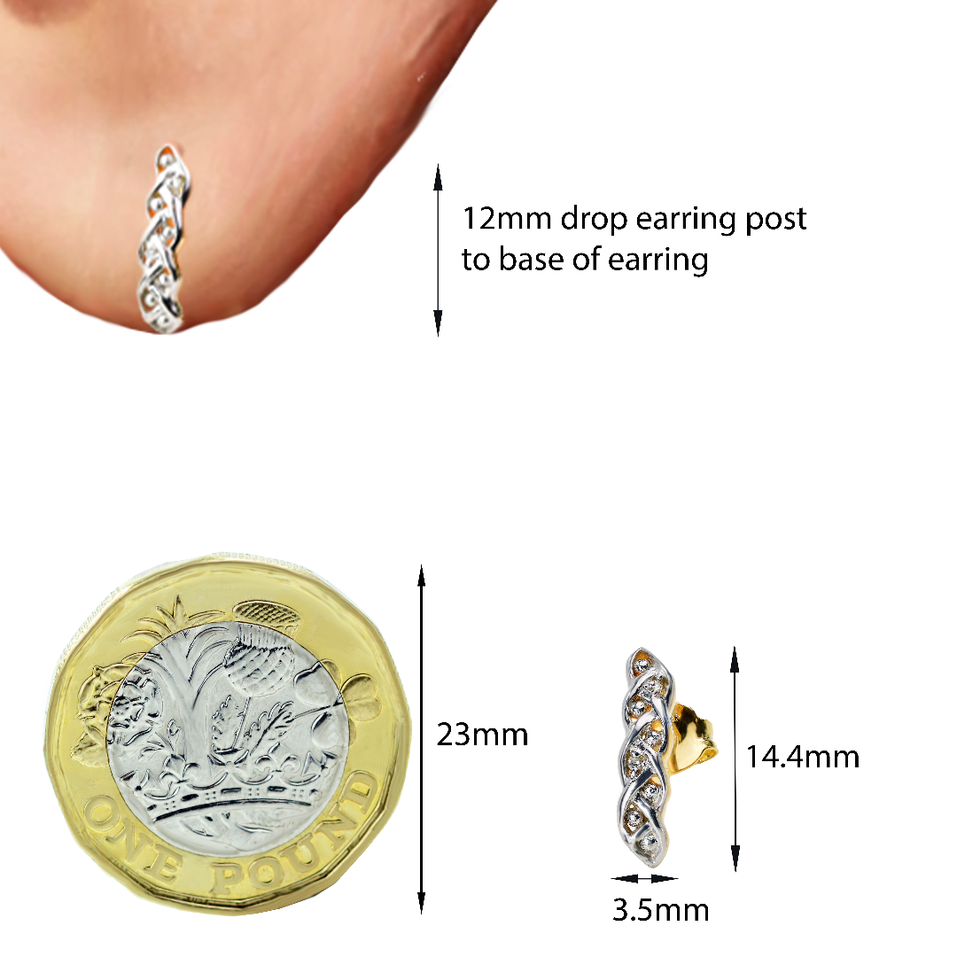 Silver Diamond Earrings Gold Plate Hoop Quarter Eternal Loops Womens