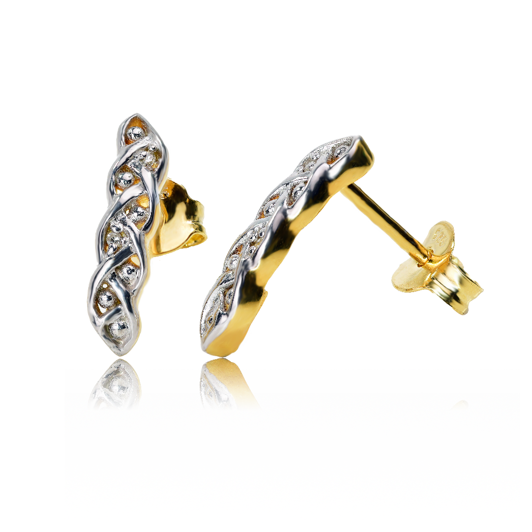 Silver Diamond Earrings Gold Plate Hoop Quarter Eternal Loops Womens