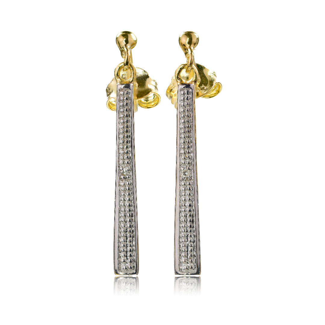 Diamond Drop Stud Earrings in Gold Plated Sterling Silver