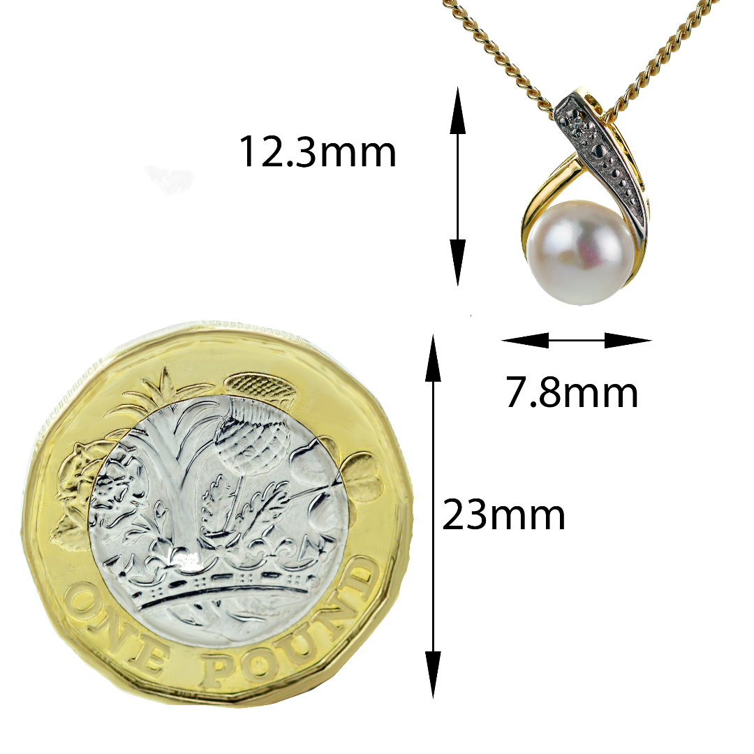 Diamond Pearl Pendant Gold Plated Sterling Silver