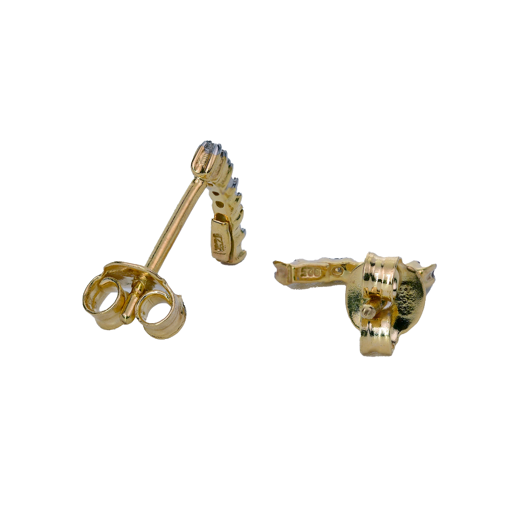 Diamond Bar Earrings Gold Plated Sterling Silver