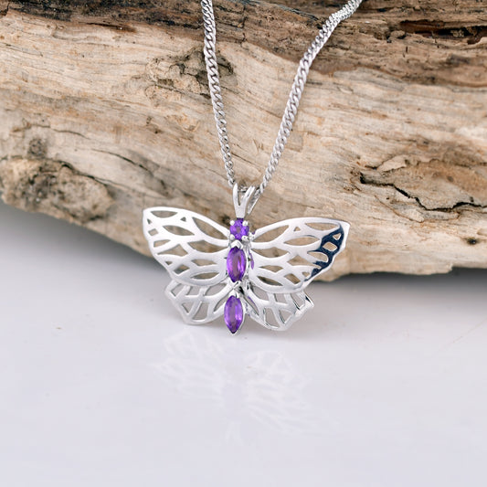 Amethyst Necklace in Sterling Silver – Handcrafted Natural Gemstone