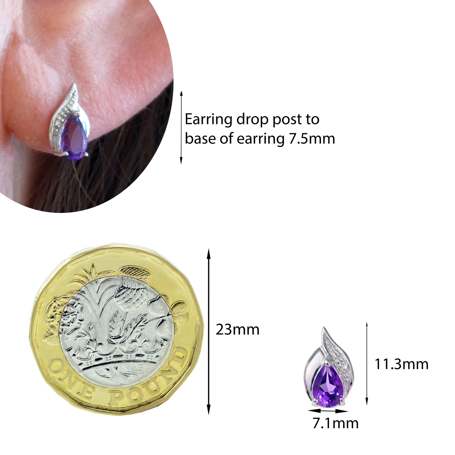 Amethyst Earrings in Sterling Silver – Handcrafted Natural Gemstone