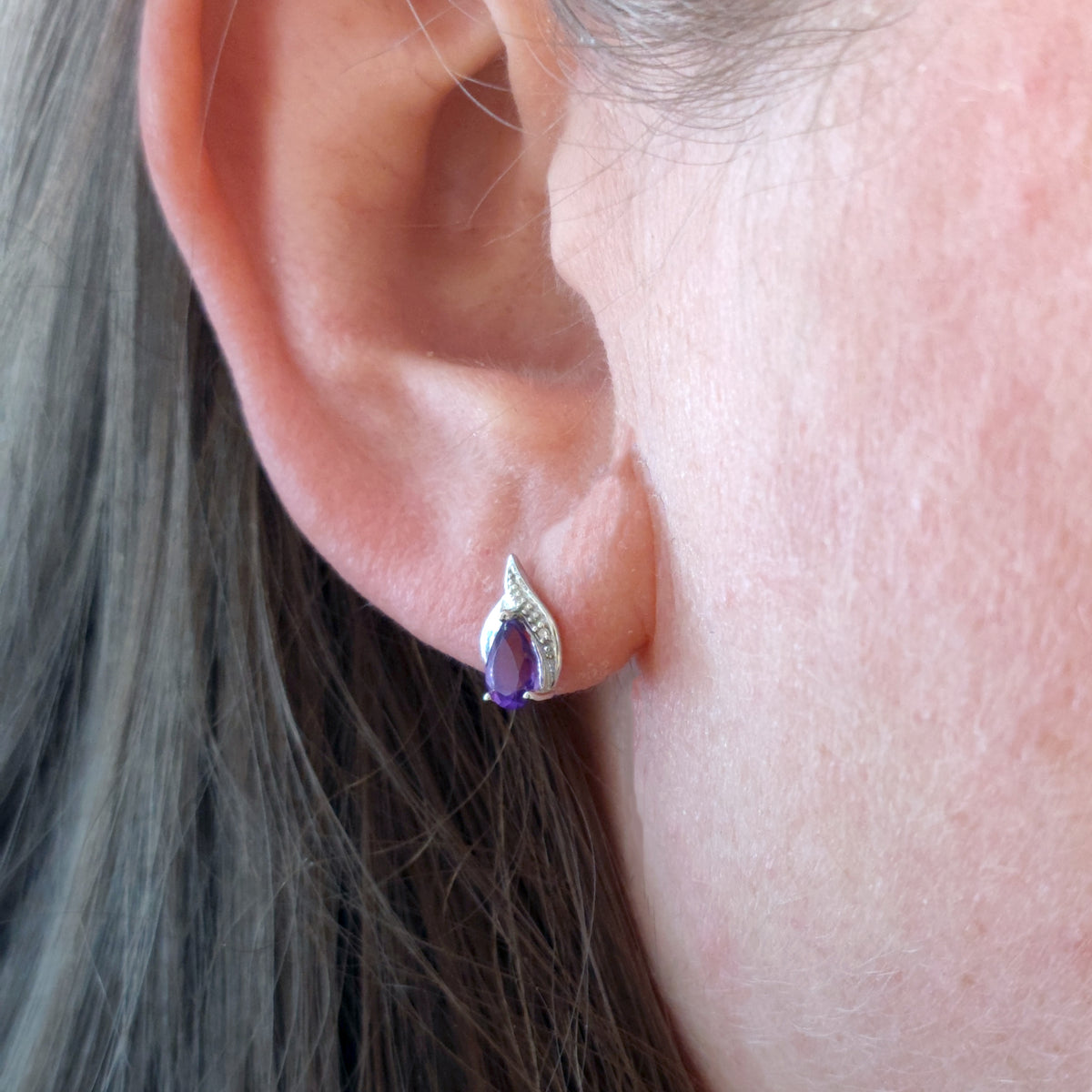 Amethyst Earrings in Sterling Silver – Handcrafted Natural Gemstone