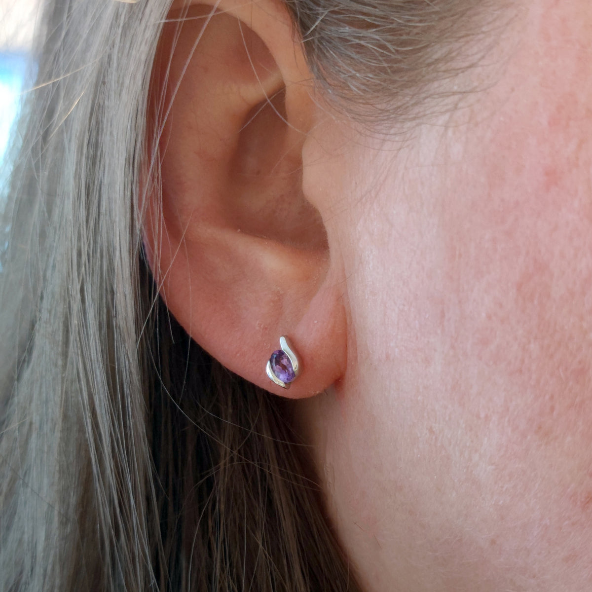 Amethyst Earrings in Sterling Silver – Handcrafted Natural Gemstone